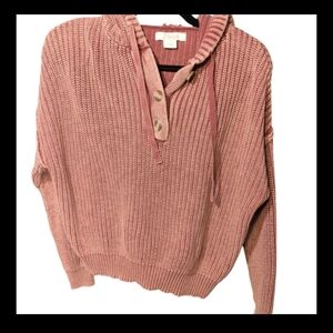 Natural Reflection Pink Oversized Knit Sweater  100% Cotton Pullover Size Small
